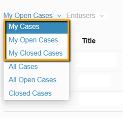 Image showing the filters available for the case list with the cases owned by the accessing user highlighted