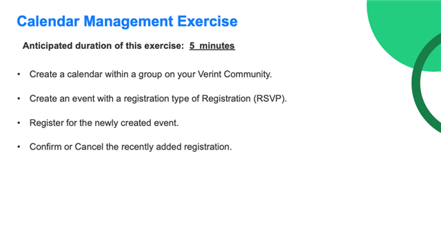 Calendar Management Exercise - Manager Training - Verint Community 12.x - Verint | Telligent Community