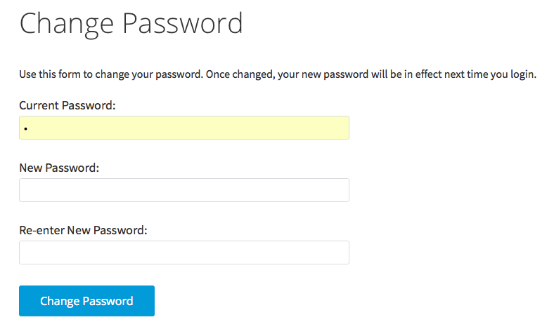 change password form